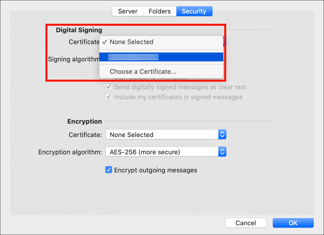 security certificate for gmail mac